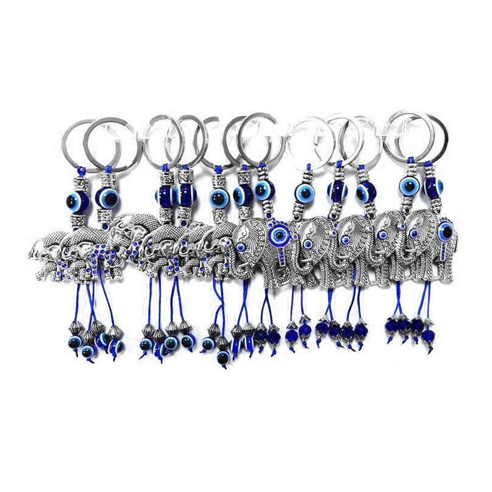 iLLASPARKZ 12PCS - Evil Eye Accented Elephant Keychains