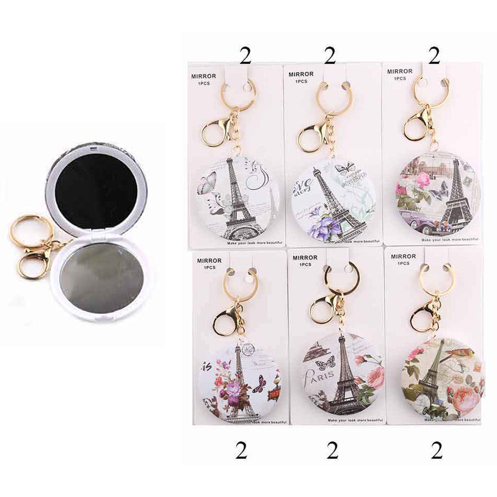 iLLASPARKZ 12PCS - Eiffel Tower Butterfly Printed Compact Mirror Keychains