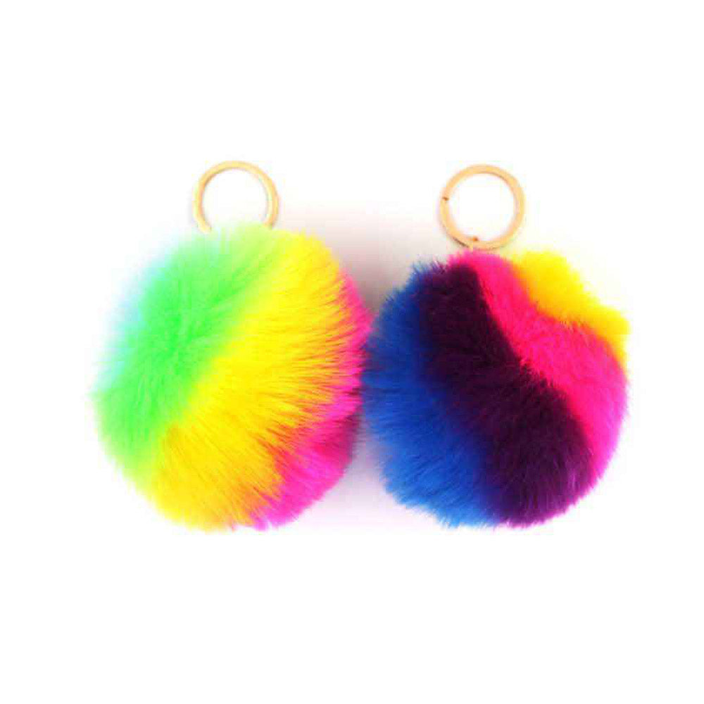 iLLASPARKZ 12PCS - Faux Fur Pom Pom Keychains