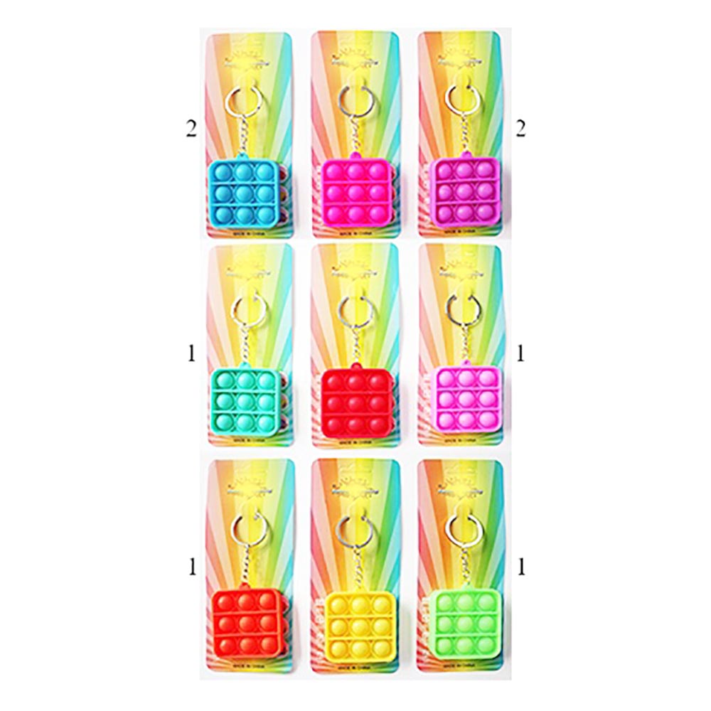 iLLASPARKZ 12PCS - Square Push Fidget Kids Toy Keychains