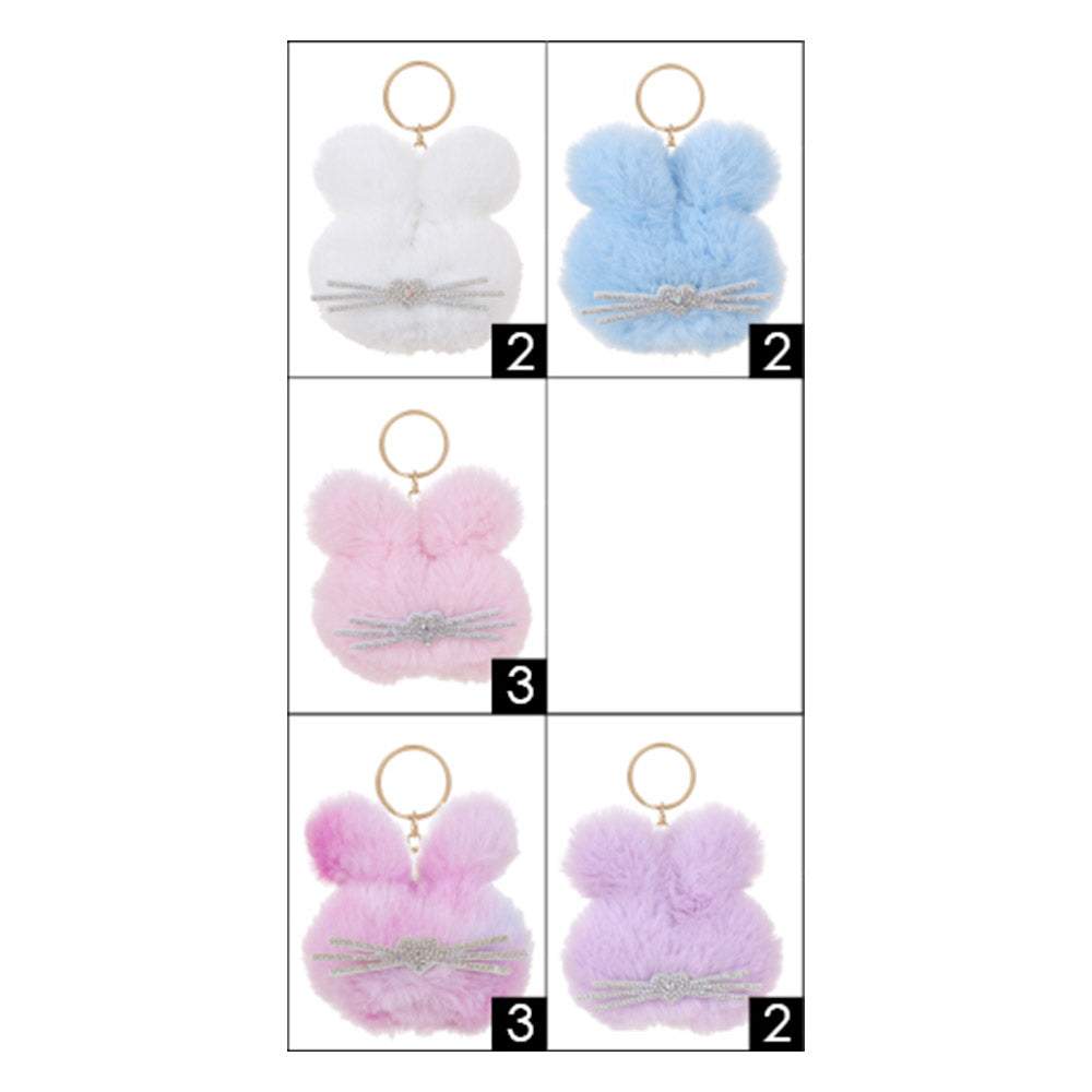 iLLASPARKZ 12PCS - Plush Rabbit Pom Pom Keychains