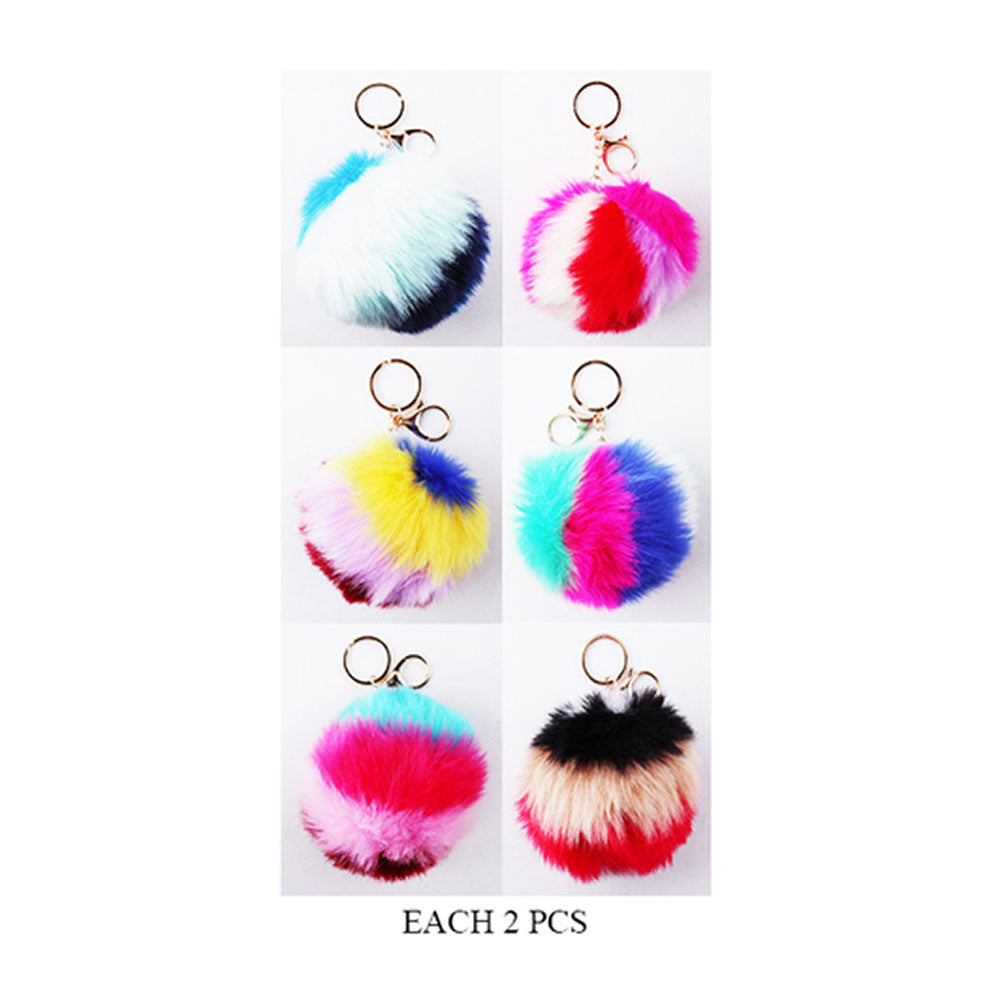 iLLASPARKZ 12PCS - Faux Fur Pom Pom Keychains