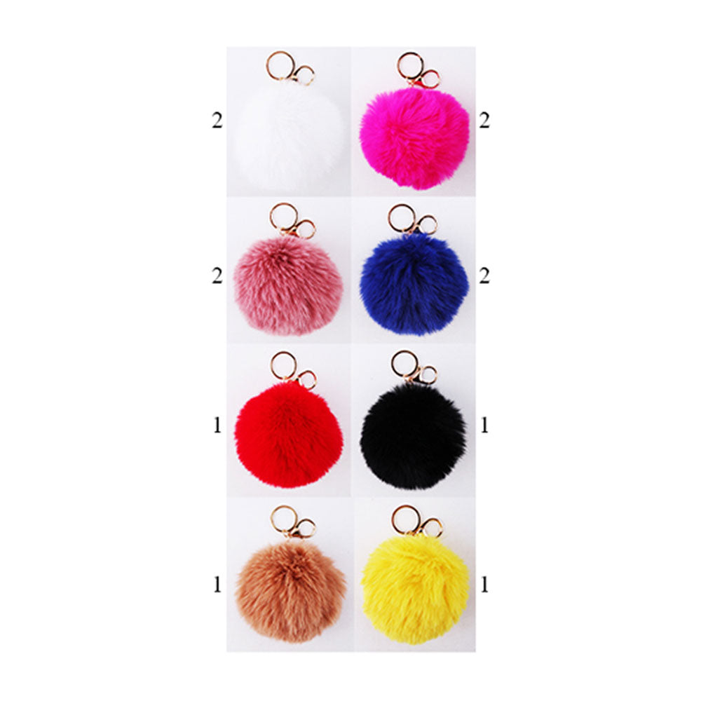 iLLASPARKZ 12PCS - Faux Fur Pom Pom Keychains