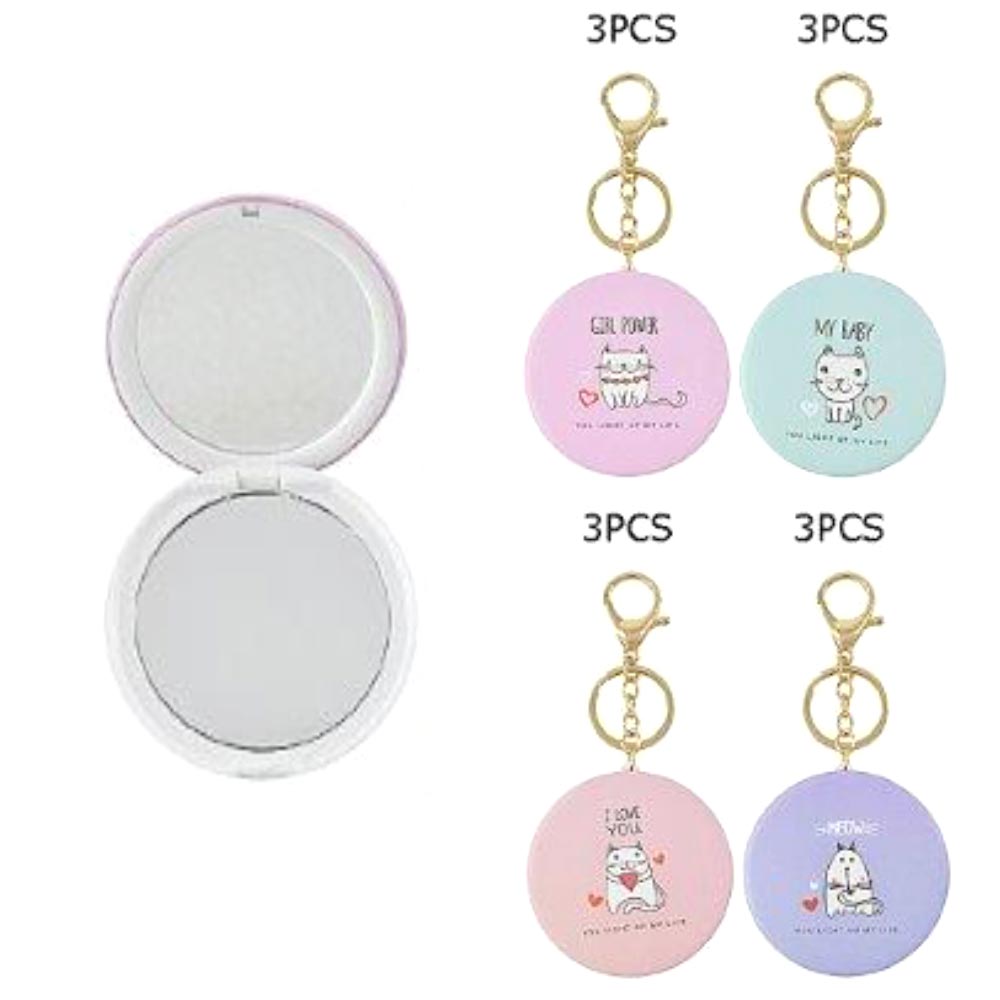 iLLASPARKZ 12PCS - Cat Printed Compact Mirror Keychains