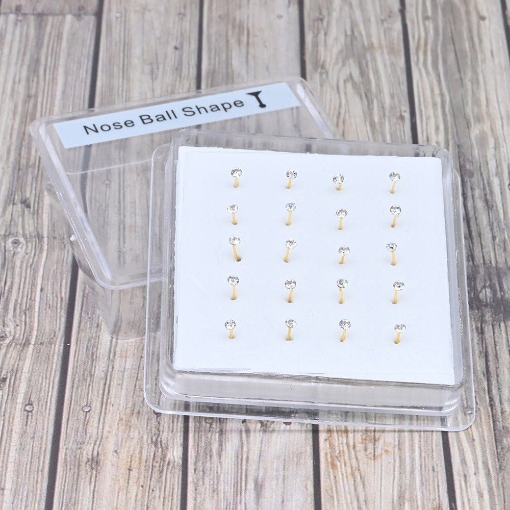 iLLASPARKZ 20PCS - 1.5mm Round Clear CZ Nose Pins