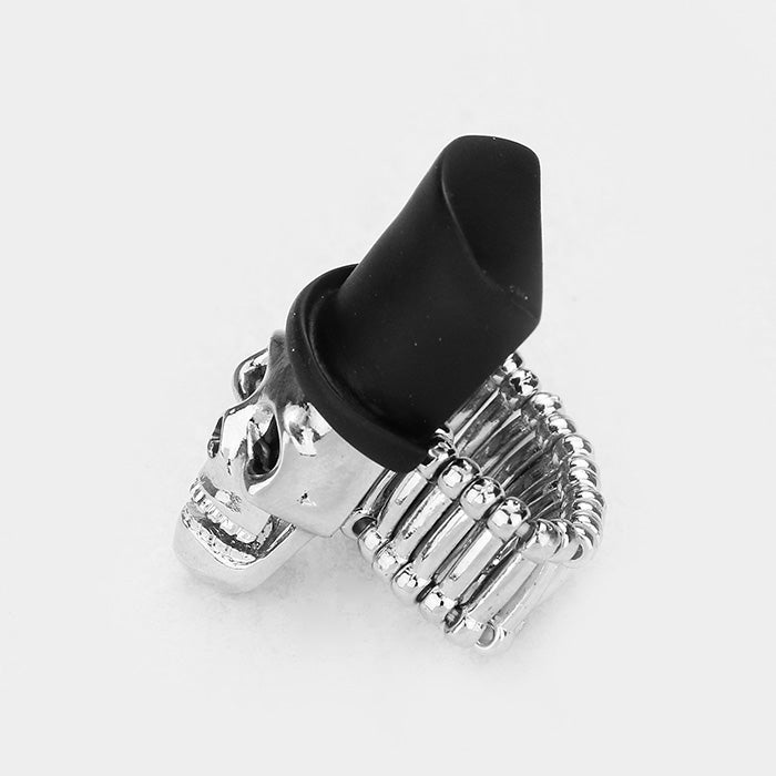 iLLASPARKZ 12PCS - Top Hat Metal Skull Stretch Rings