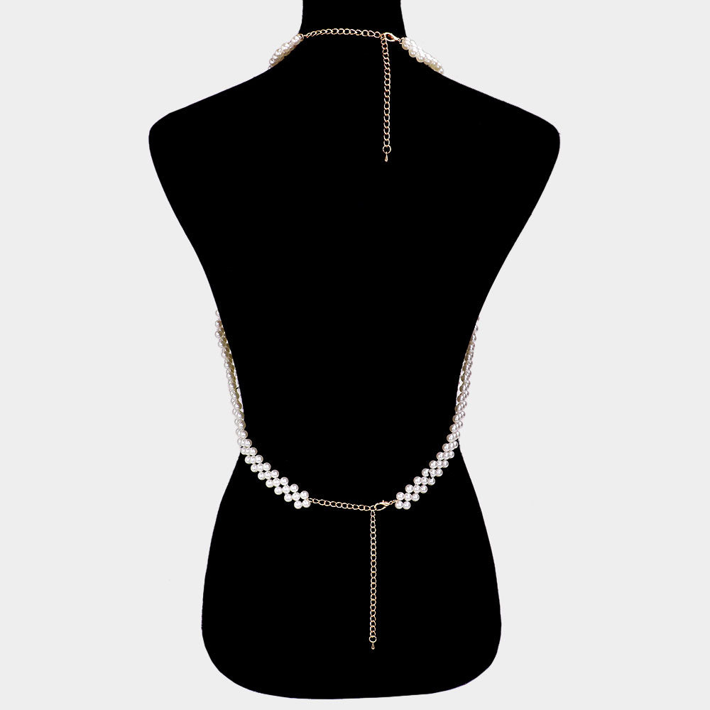 iLLASPARKZ Draped Pearl Body Chain Necklace