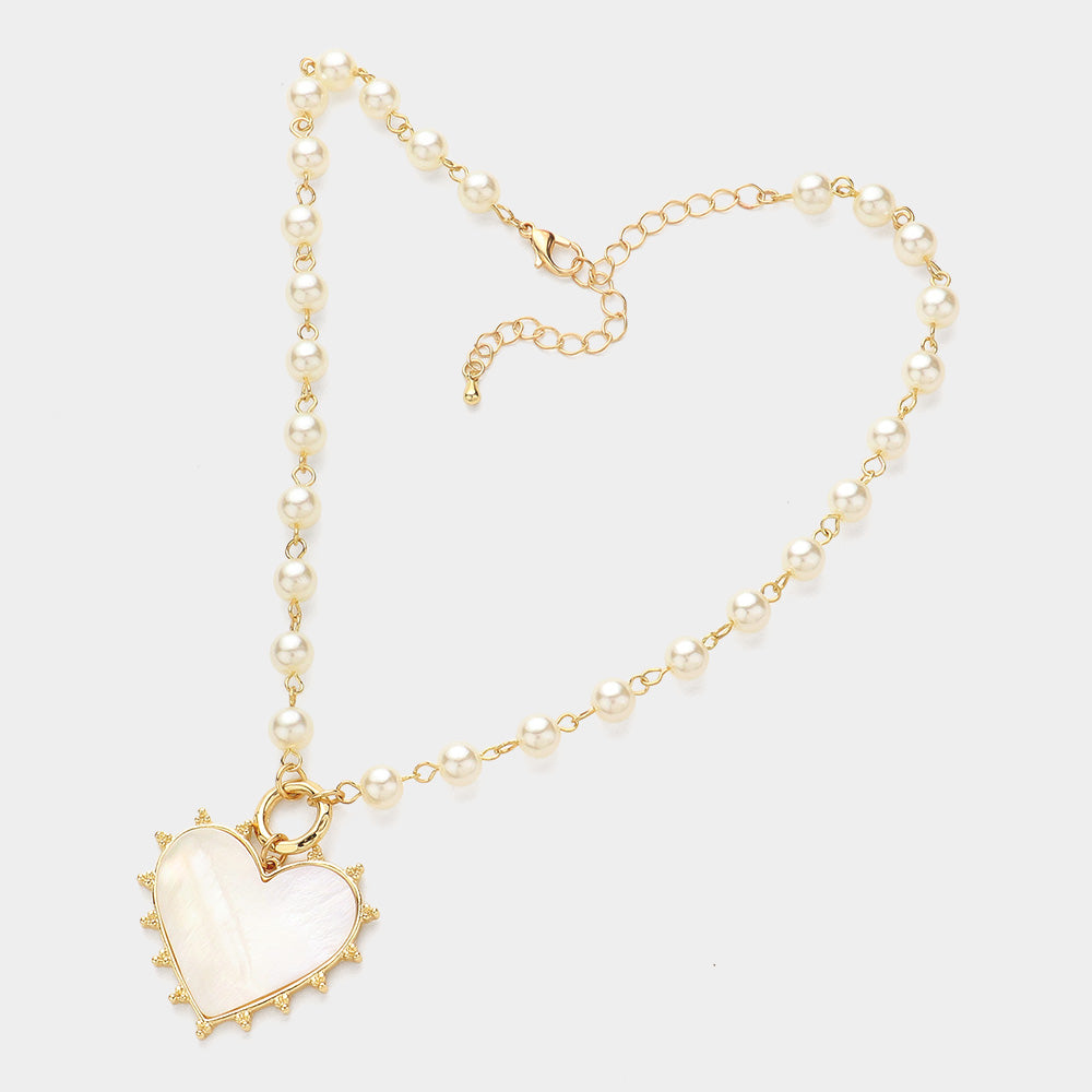 iLLASPARKZ Mother Of Pearl Heart Pendant Pointed Pearl Necklace