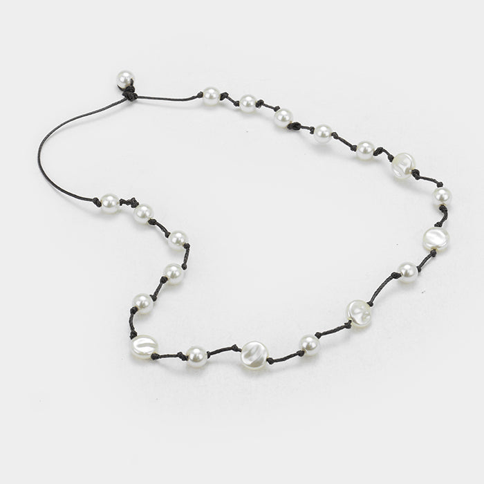 iLLASPARKZ Tied freshwater pearl station necklace