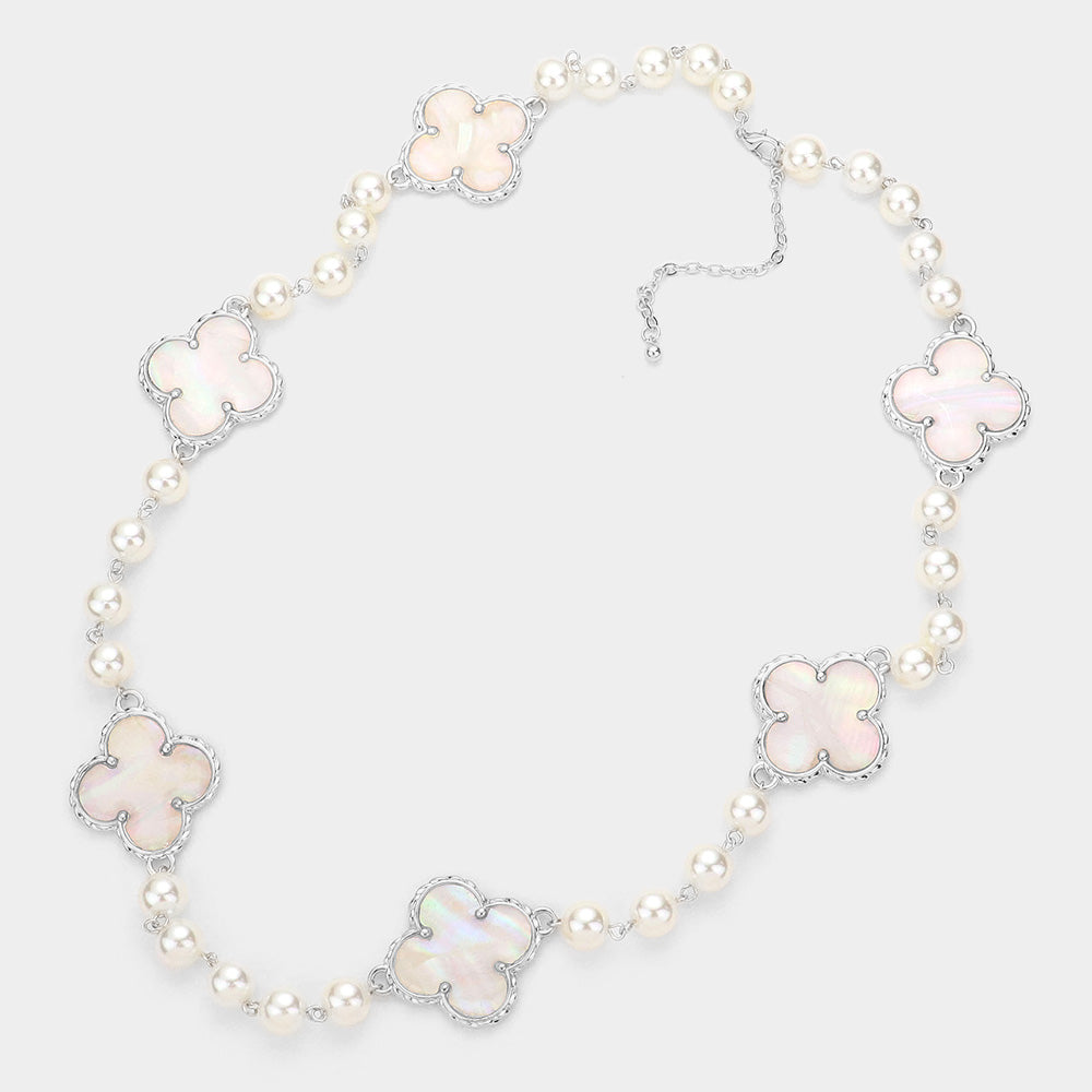 iLLASPARKZ Mother of Pearl Quatrefoil Accented Necklace