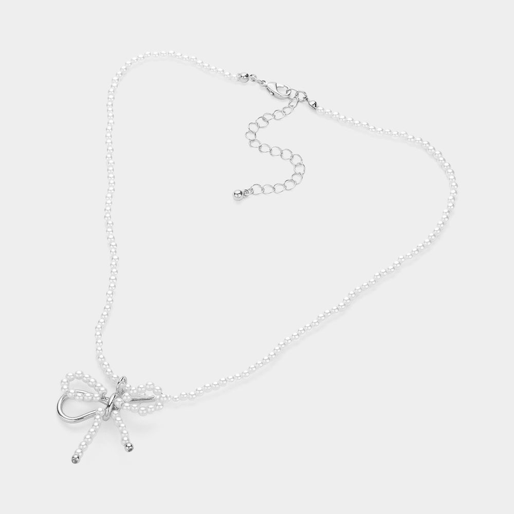 iLLASPARKZ Pearl Bow Pendant Necklace