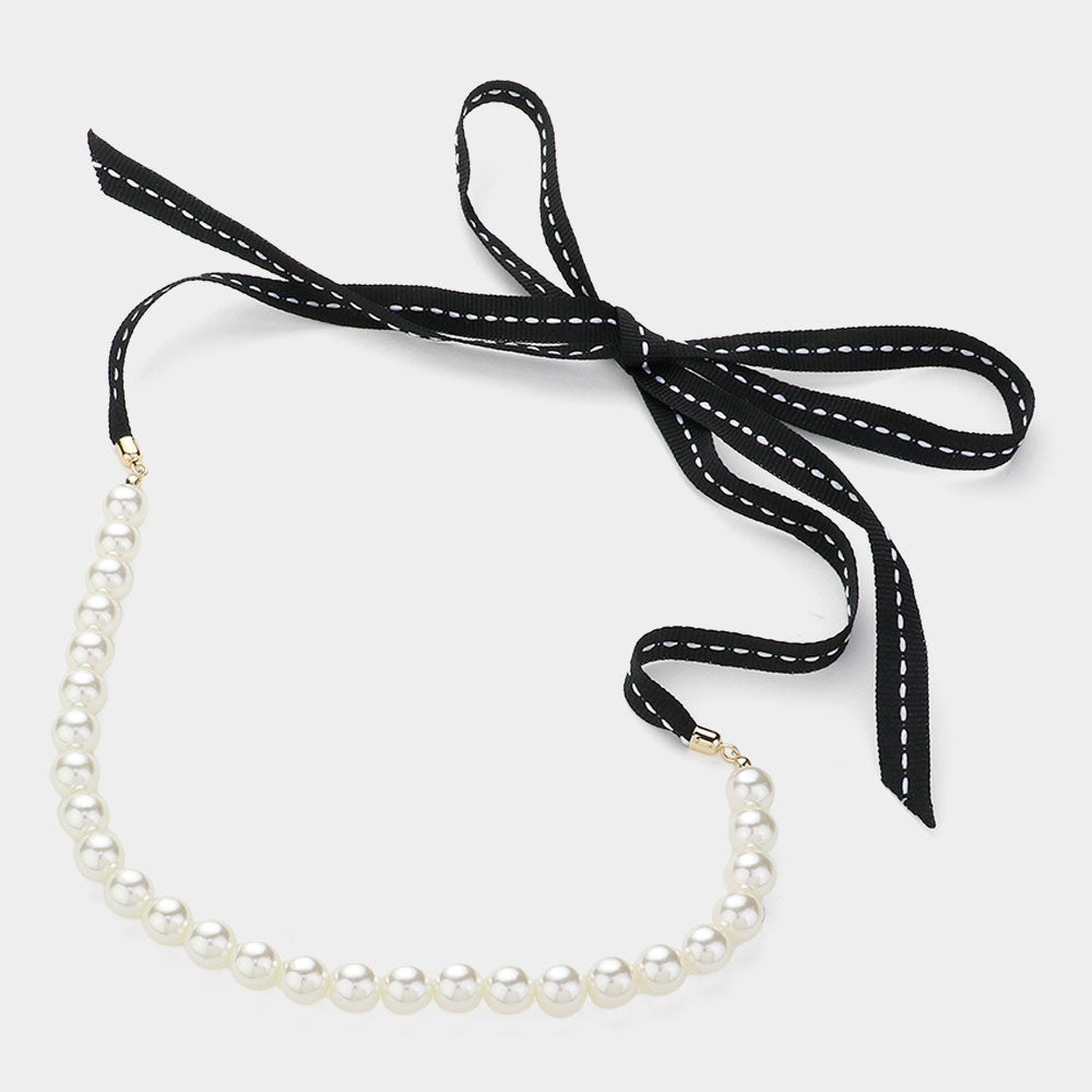 iLLASPARKZ Ribbon Pearl Necklace