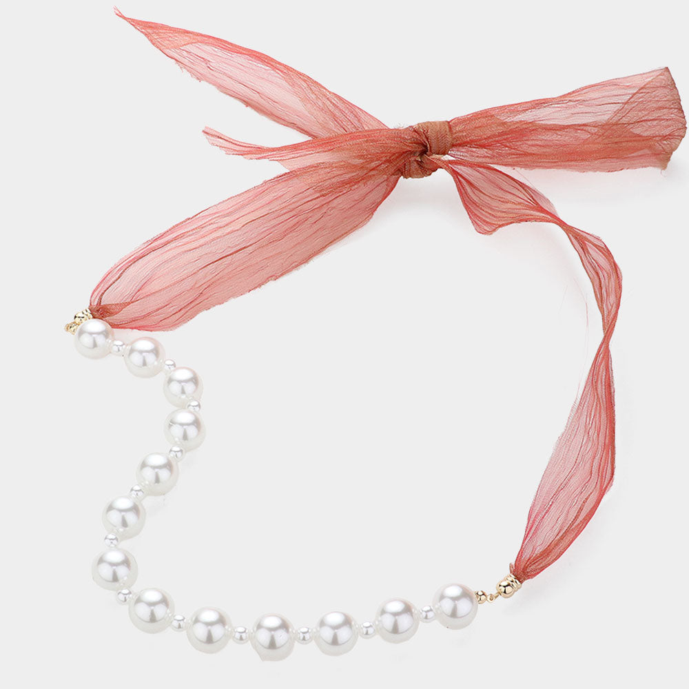 iLLASPARKZ Ribbon Pearl Necklace