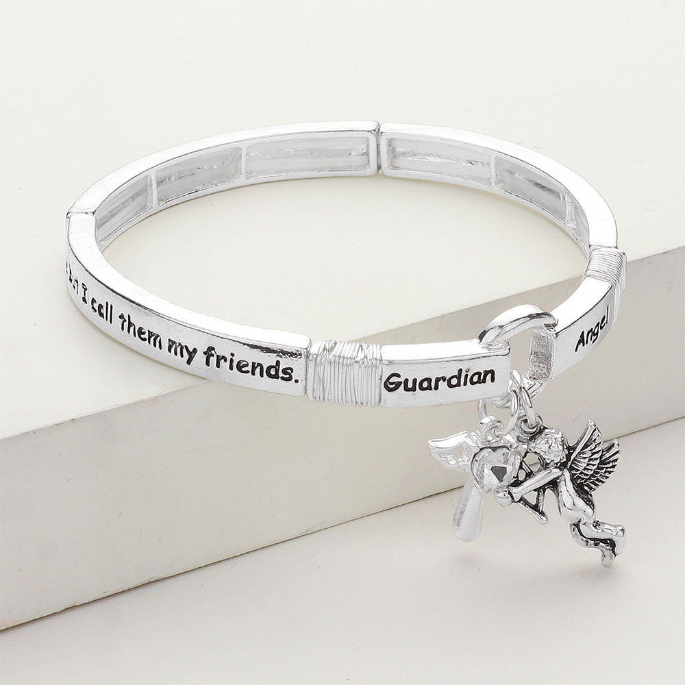 iLLASPARKZ GUARDIAN ANGEL Message Stretch Charm Bracelet