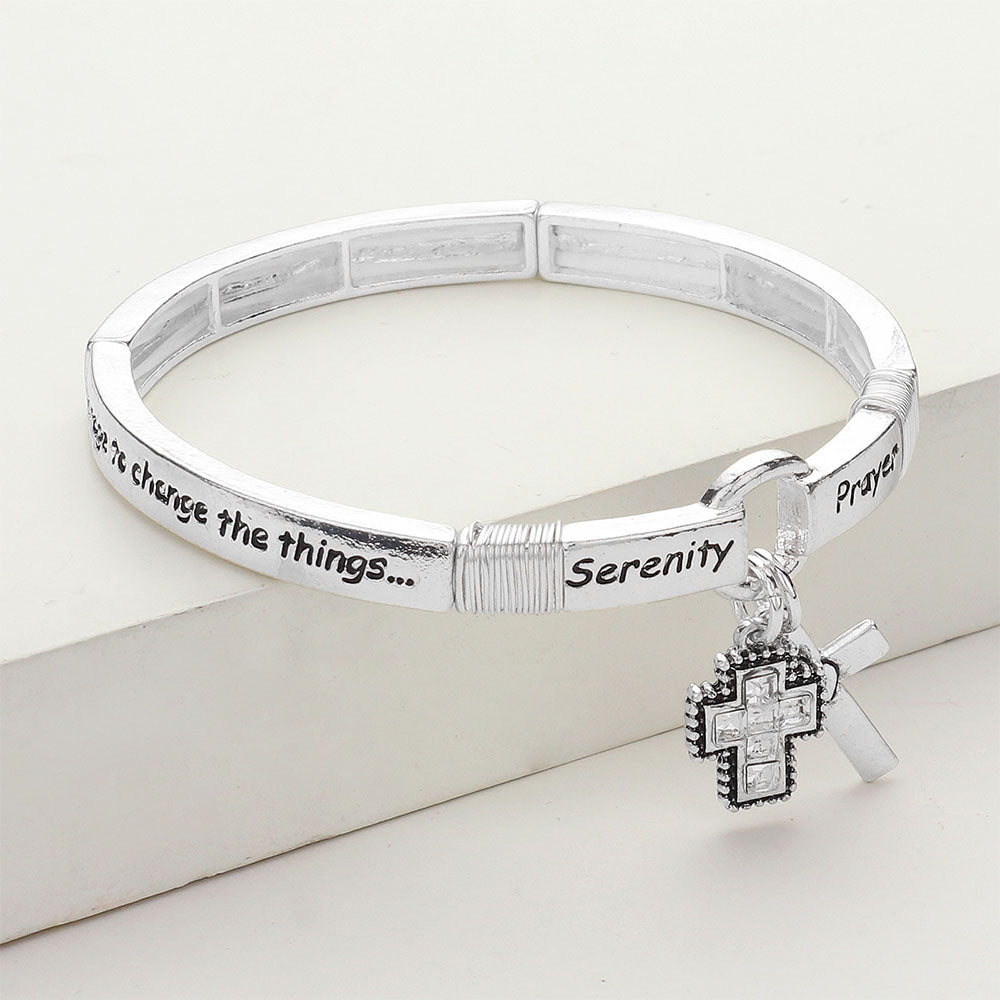 iLLASPARKZ SERENITY PRAYER Cross Stretch Cross Charm Bracelet