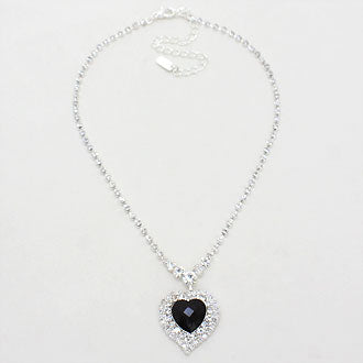 iLLASPARKZ Rhinestone Heart Necklace With Clip-On Earrings