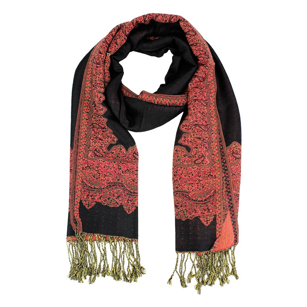 iLLASPARKZ Border Pashmina Scarf Shawl with Fringe