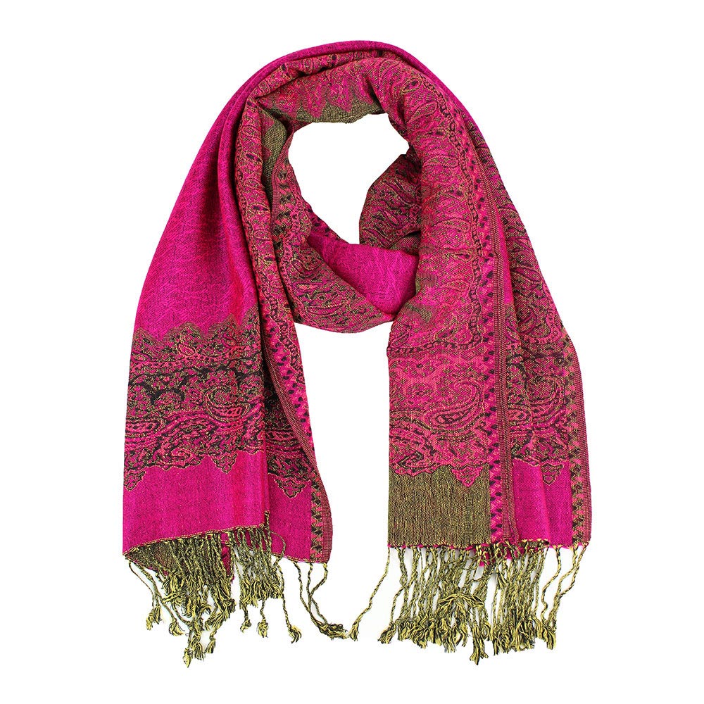 iLLASPARKZ Border Pashmina Scarf Shawl with Fringe