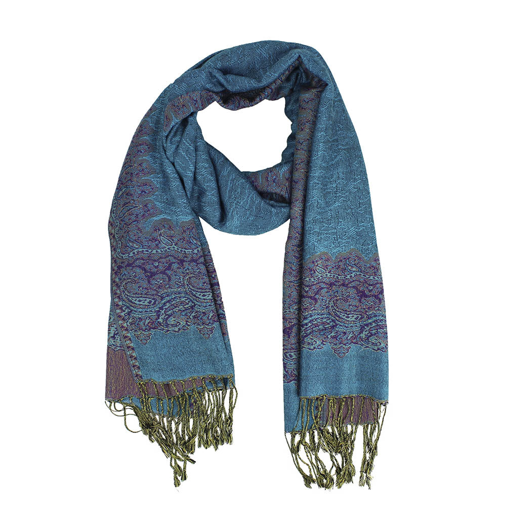 iLLASPARKZ Border Pashmina Scarf Shawl with Fringe