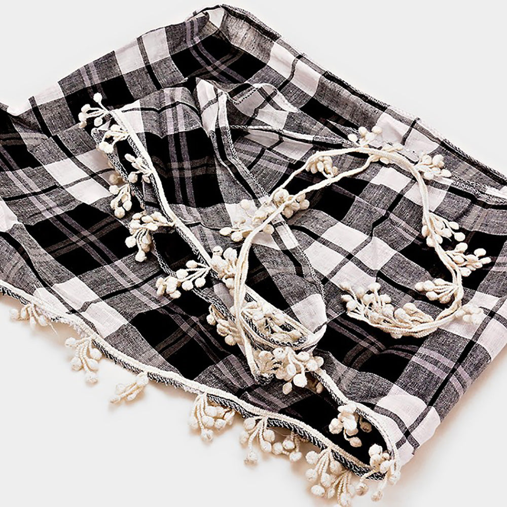 iLLASPARKZ Crochet Drop Fringe Plaid Check Scarf