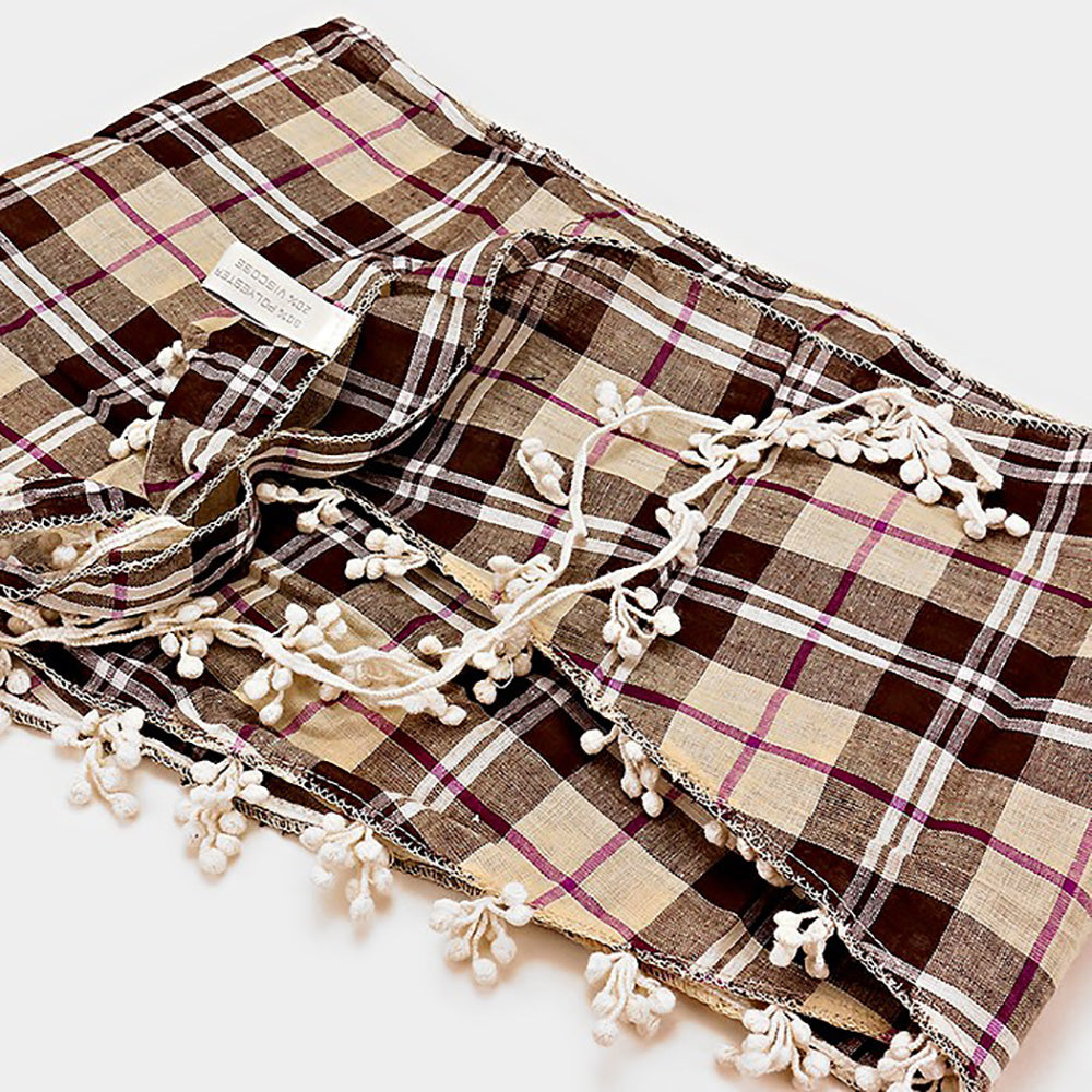 iLLASPARKZ Crochet Drop Fringe Plaid Check Scarf