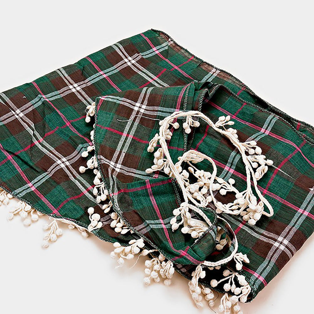 iLLASPARKZ Crochet Drop Fringe Plaid Check Scarf