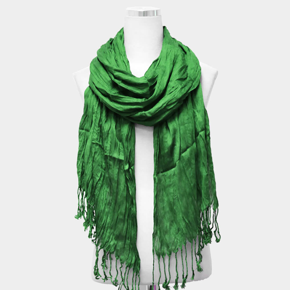 iLLASPARKZ Solid Crinkle Tassel Scarf