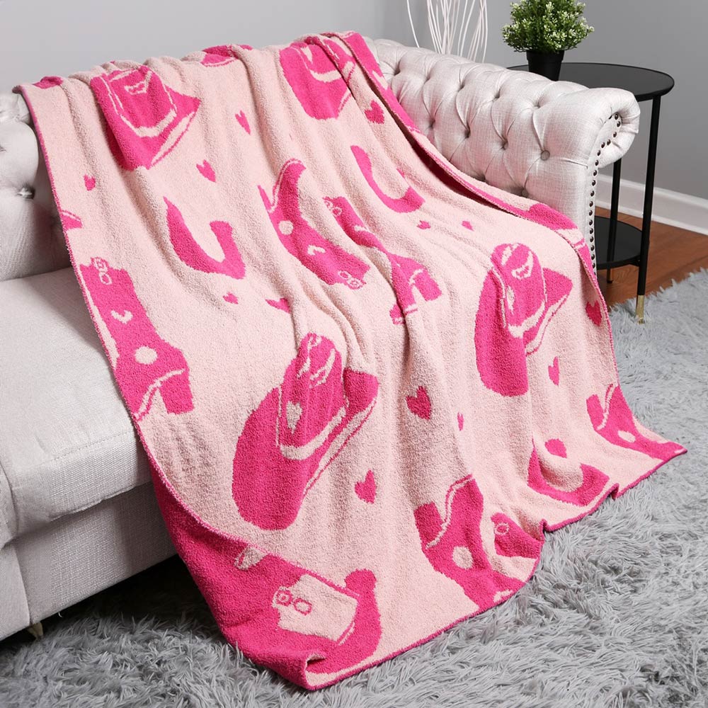 iLLASPARKZ Reversible Cowboy Hat Patterned Throw Blanket