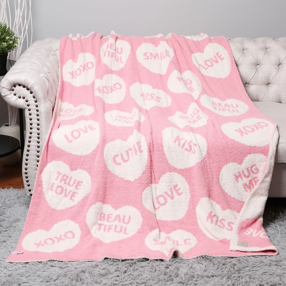 iLLASPARKZ Message Written Heart Patterned Reversible Throw Blanket