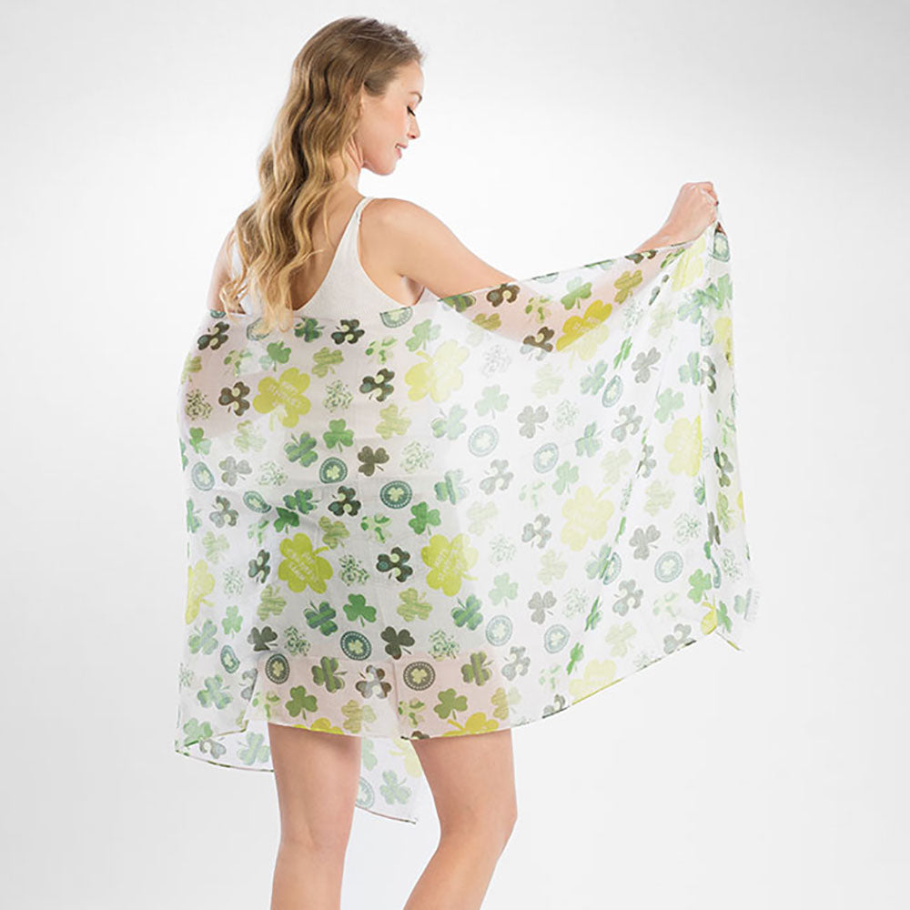 iLLASPARKZ Happy St. Patrick's day clover print oblong scarf