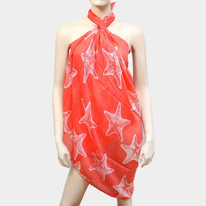 iLLASPARKZ Starfish Print Polyester Pareo Spring Scarf