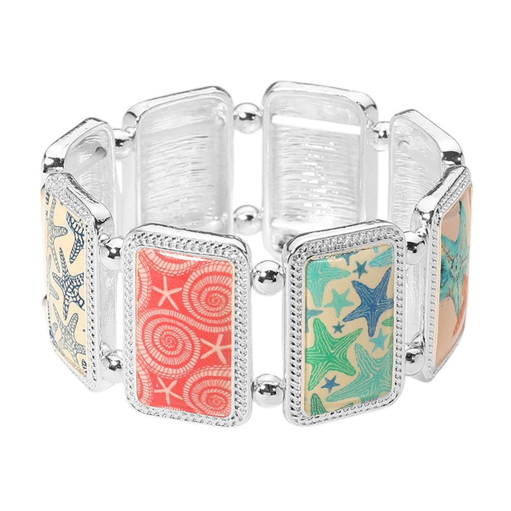 iLLASPARKZ Rectangular Starfish Epoxy Cluster Link Stretch Bracelet