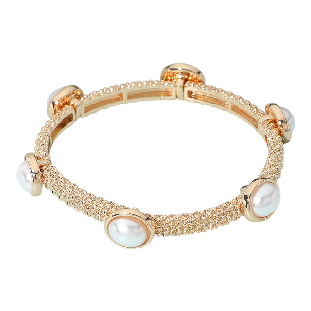 iLLASPARKZ Pearl Cluster Station Metal Mesh Stretch Bracelet