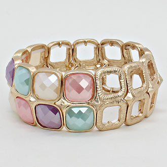 iLLASPARKZ Acrylic Segmented Square Stretch Bracelet