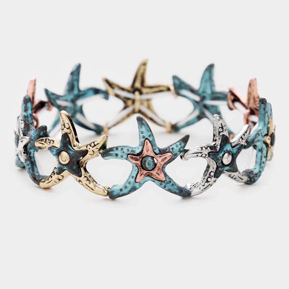 iLLASPARKZ Hammered Metal Starfish Stretch Bracelet