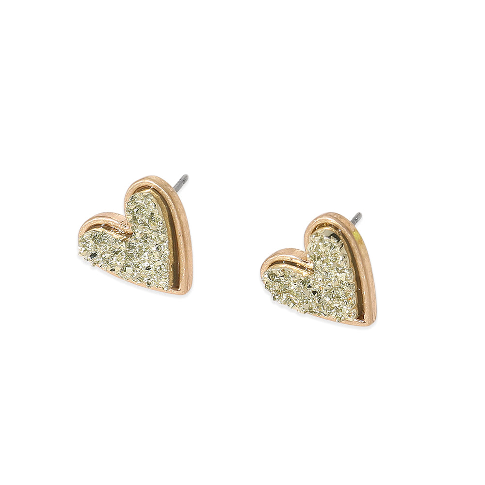 iLLASPARKZ Druzy Heart Stud Earrings