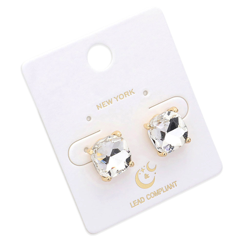 iLLASPARKZ Cushion Square Stone Stud Evening Earrings