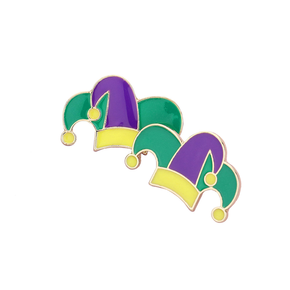 iLLASPARKZ Enamel Mardi Gras Jester Hat Stud Earrings