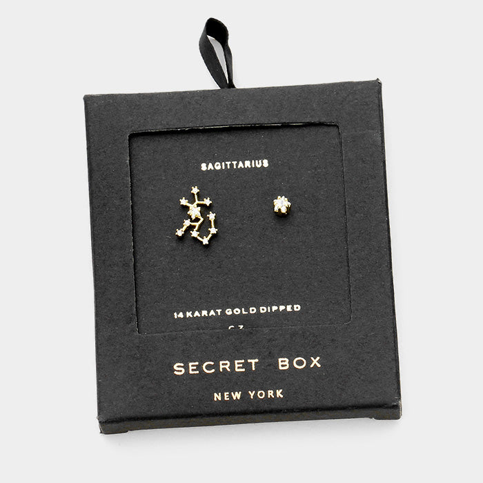 iLLASPARKZ Secret Box _ CZ Zodiac Sign Sagittarius Stud Earrings