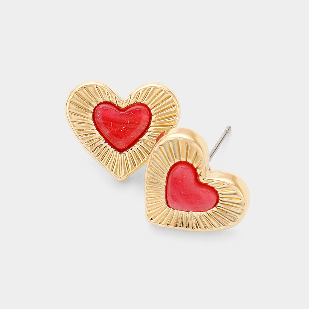 iLLASPARKZ Celluloid Acetate Heart Centered Stud Earrings