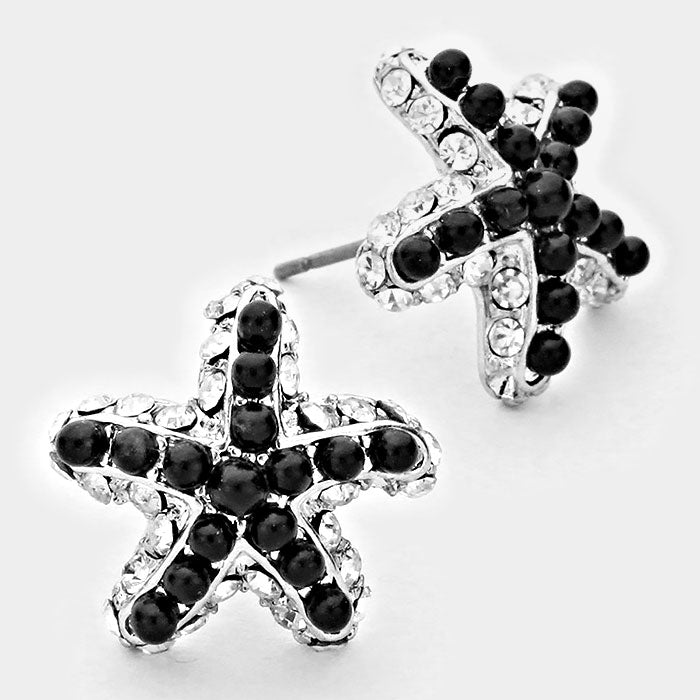 iLLASPARKZ Crystal & bead starfish stud earrings