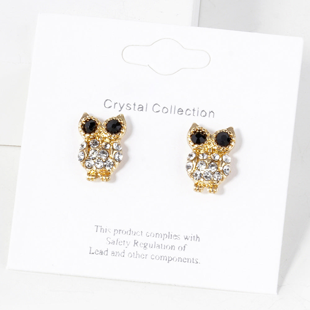 iLLASPARKZ Stone Paved Owl Stud Earrings