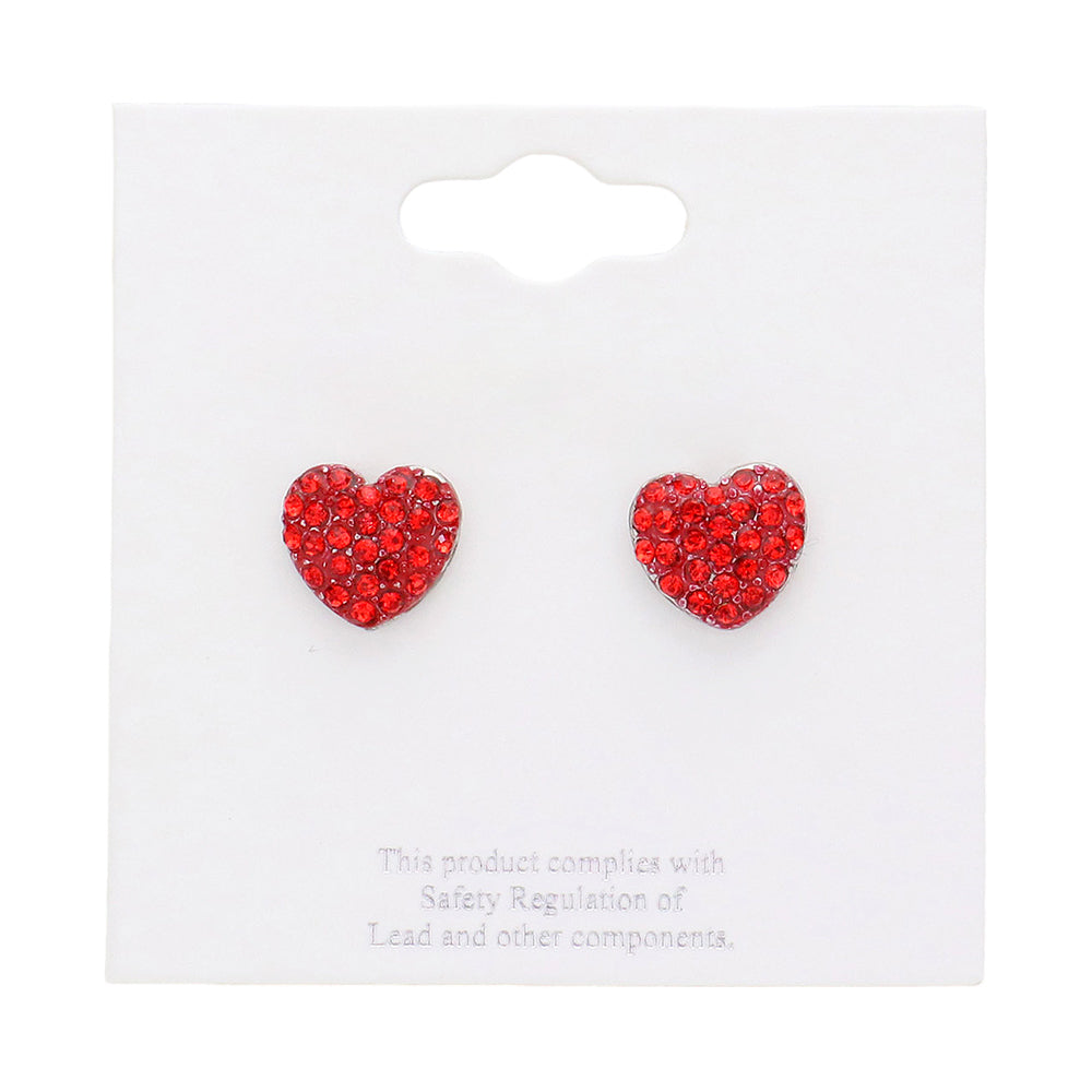 iLLASPARKZ Crystal Stone Paved Heart Stud Earrings