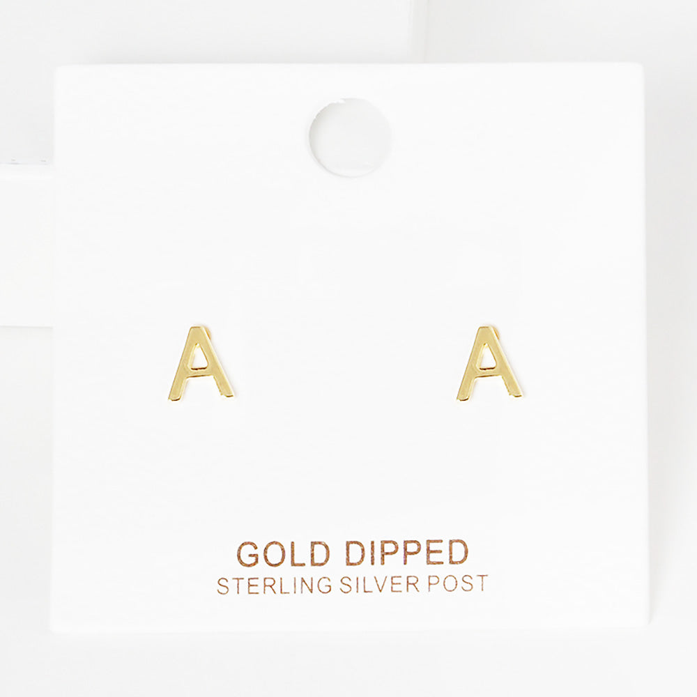 iLLASPARKZ -A- Gold Dipped Metal Monogram Stud Earrings