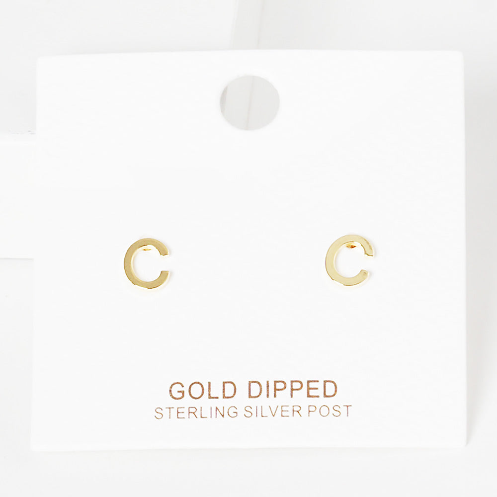 iLLASPARKZ -C- Gold Dipped Metal Monogram Stud Earrings