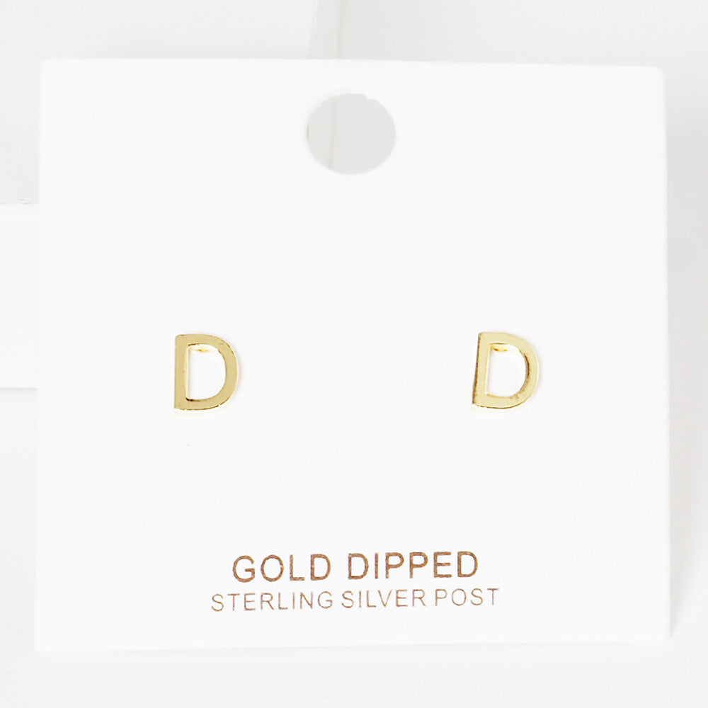 iLLASPARKZ -D- Gold Dipped Metal Monogram Stud Earrings