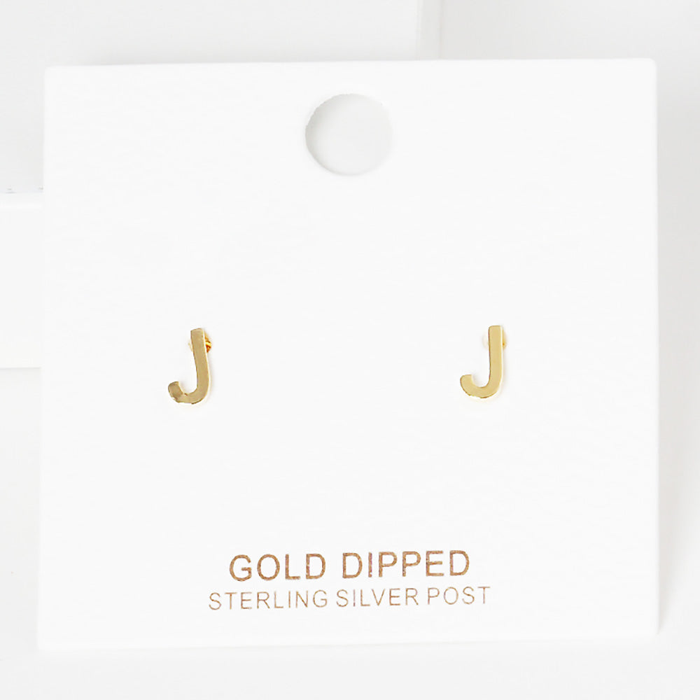 iLLASPARKZ -J- Gold Dipped Metal Monogram Stud Earrings