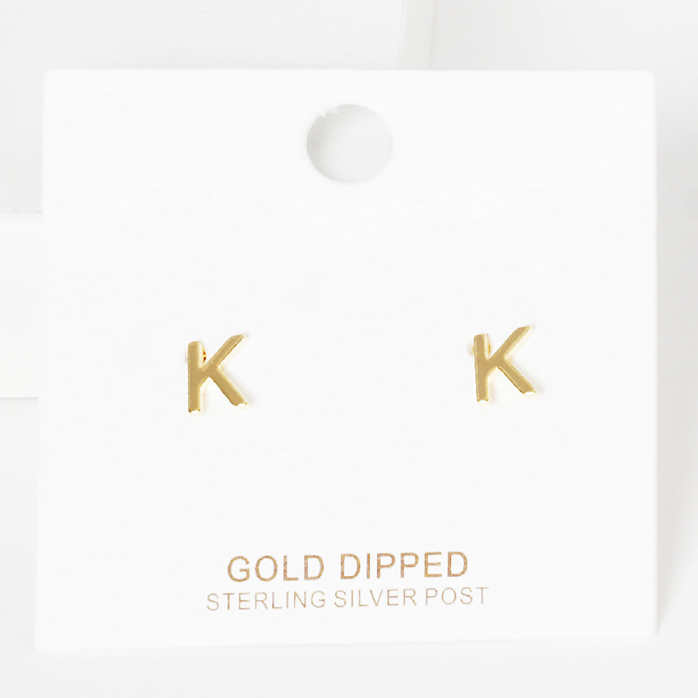 iLLASPARKZ -K- Gold Dipped Metal Monogram Stud Earrings