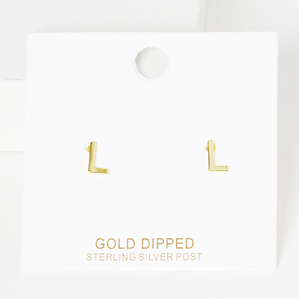 iLLASPARKZ -L- Gold Dipped Metal Monogram Stud Earrings