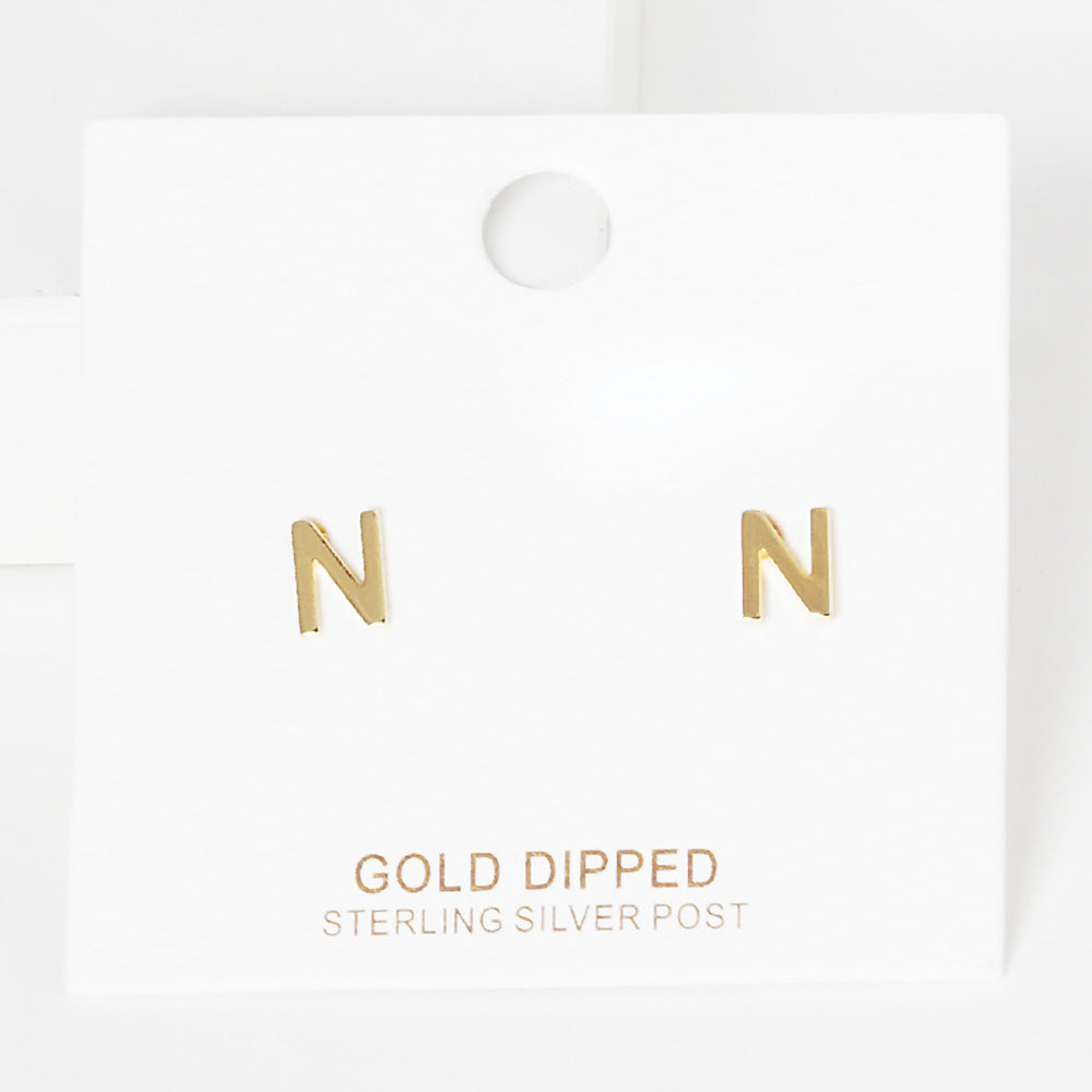 iLLASPARKZ -N- Gold Dipped Metal Monogram Stud Earrings